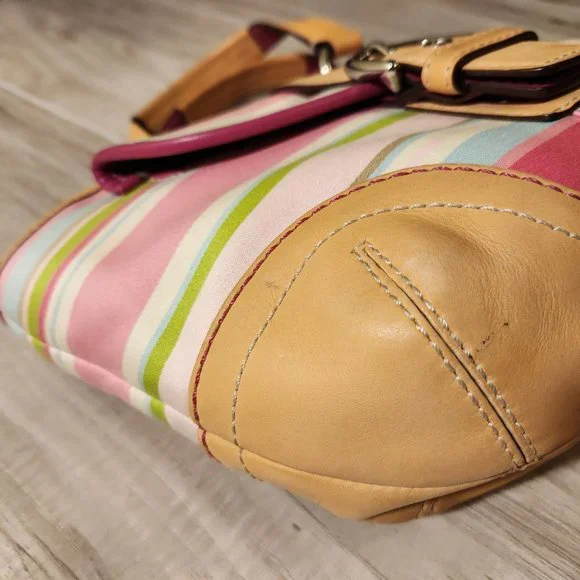 Euc Coach Hampton Y2K Multi-Colored Striped Handbag Purse - Picture 7 of 12